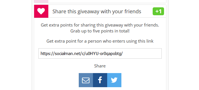 Viral share, viral giveaway