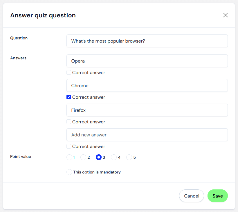 Answer quiz question