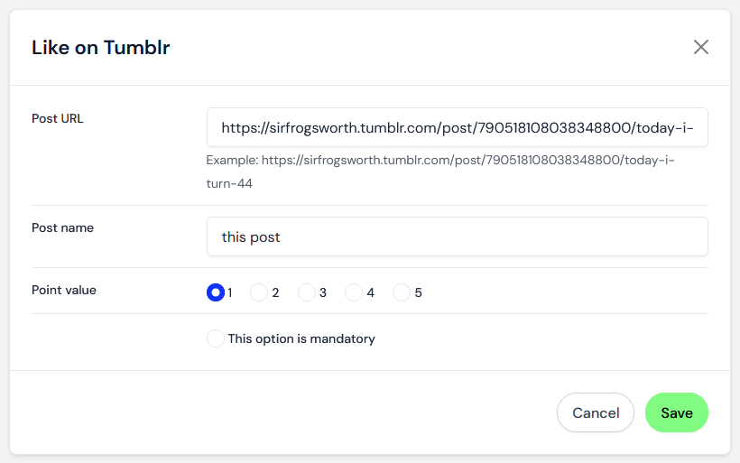Like on Tumblr