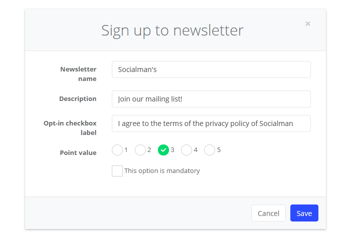 Sign up for a newsletter